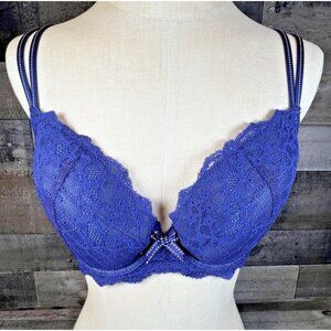 Chantelle 3082 Rive Gauche Full Coverage Underwire Bra, Navy Blue Size 34DDD NWT